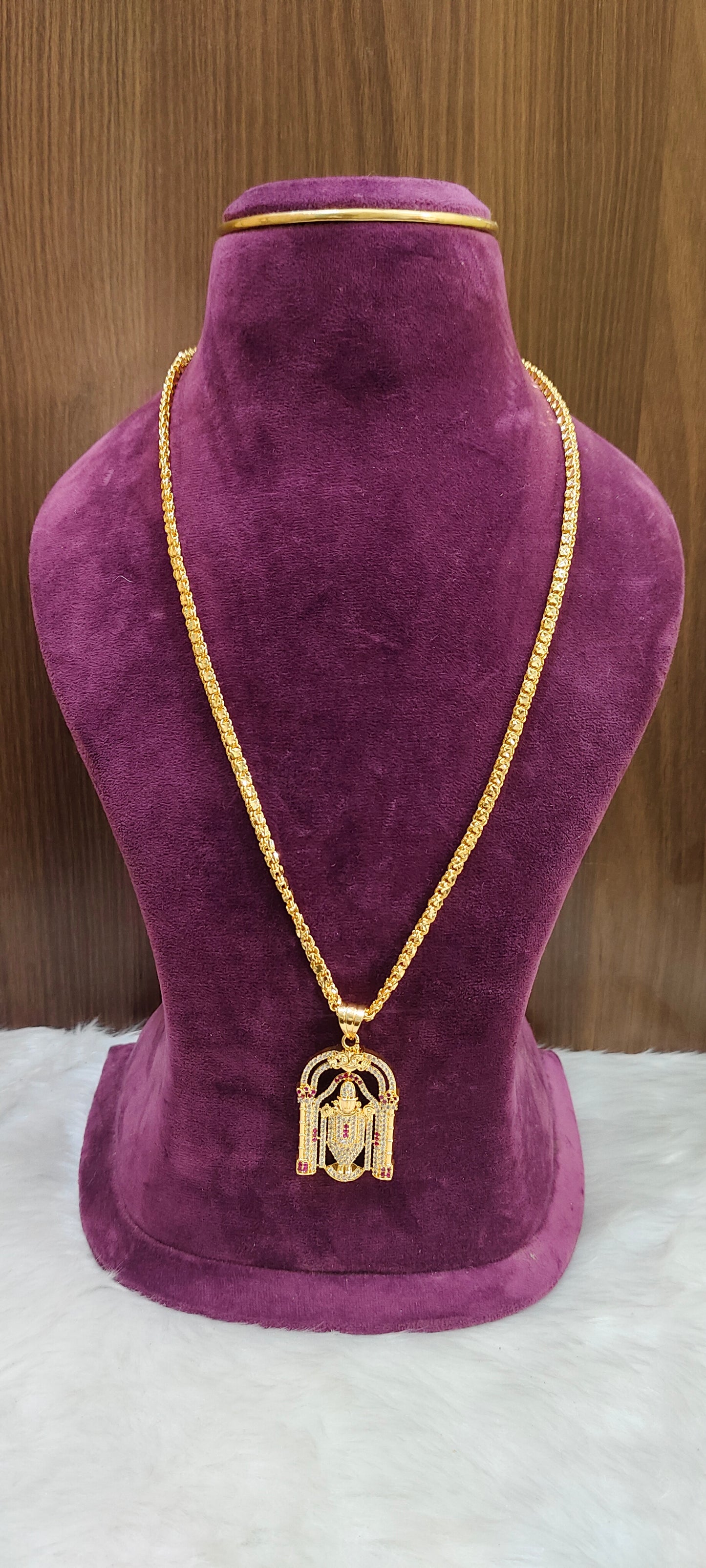 Premium micro gold plated 24" balaji pendent chain