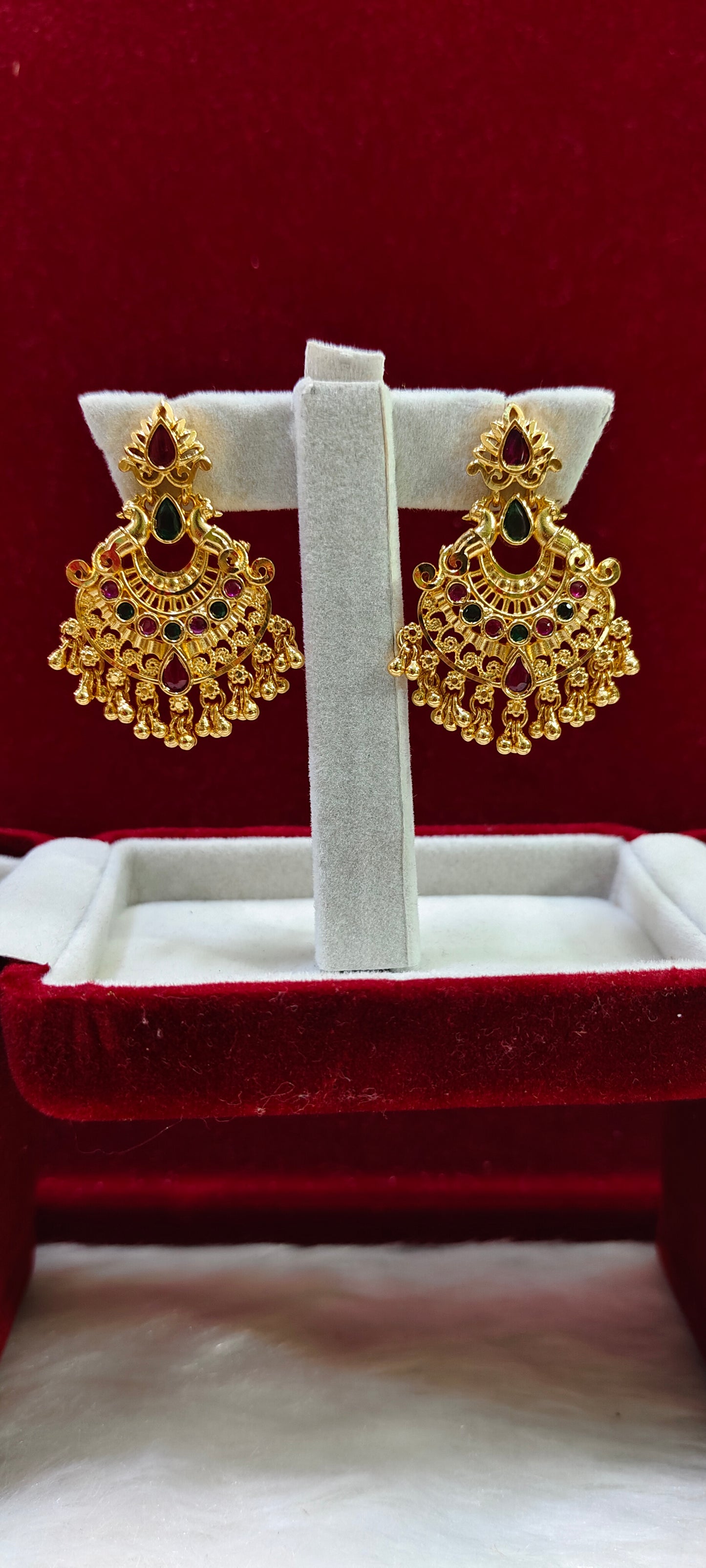 100% gold look chandbali earrings