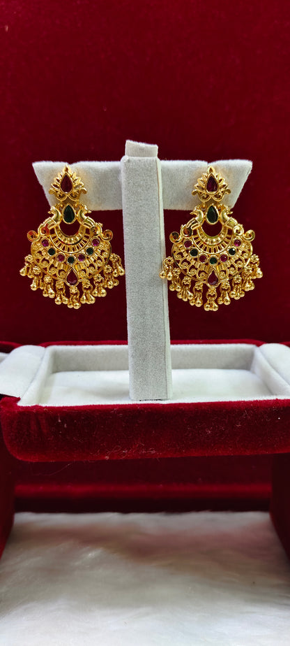 100% gold look chandbali earrings