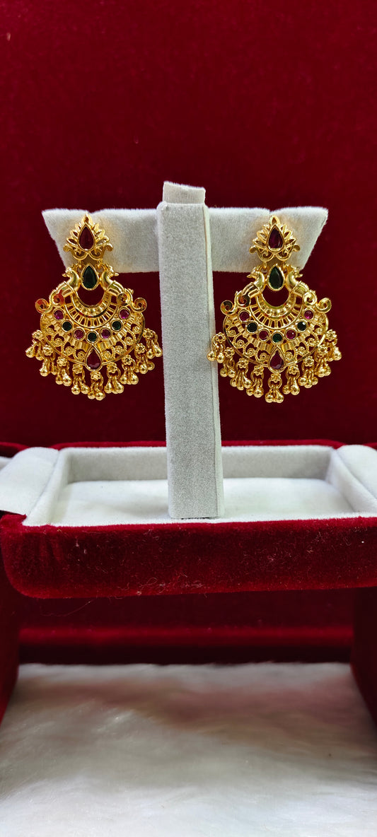 100% gold look chandbali earrings