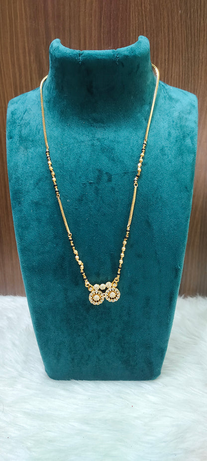 Premium micro gold plated daily wear 18" length gold look black beads