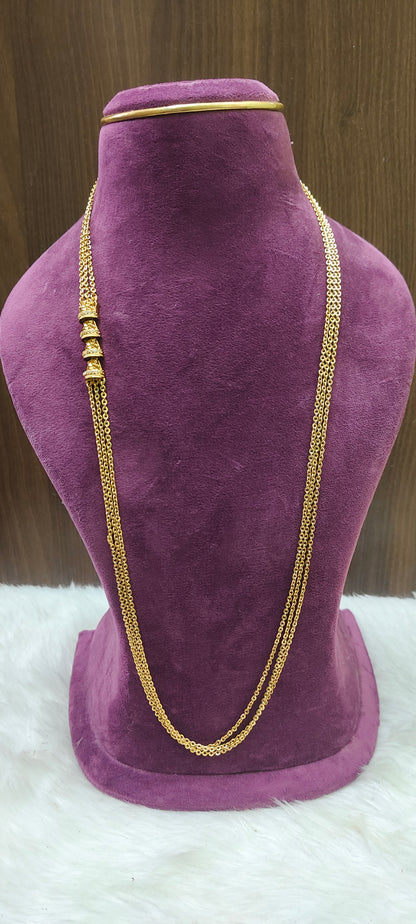 High premium nakshi 3 line 30" length chandra haram