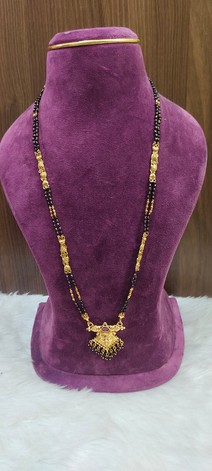 Premium nakshi 28" length long black beads( side patti design may changes)