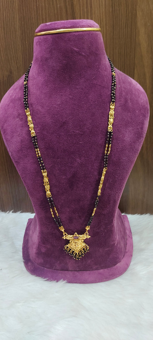 Premium nakshi 28" length long black beads( side patti design may changes)