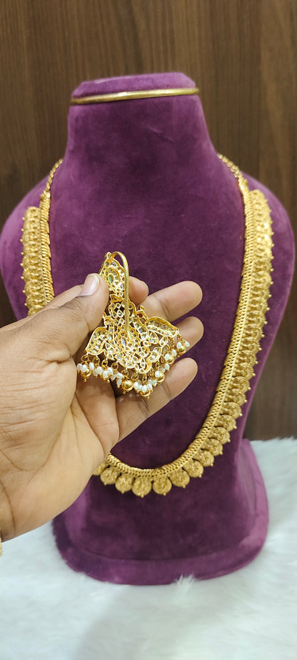 High premium nakshi 4 in 1 long haram set with detachable pendant