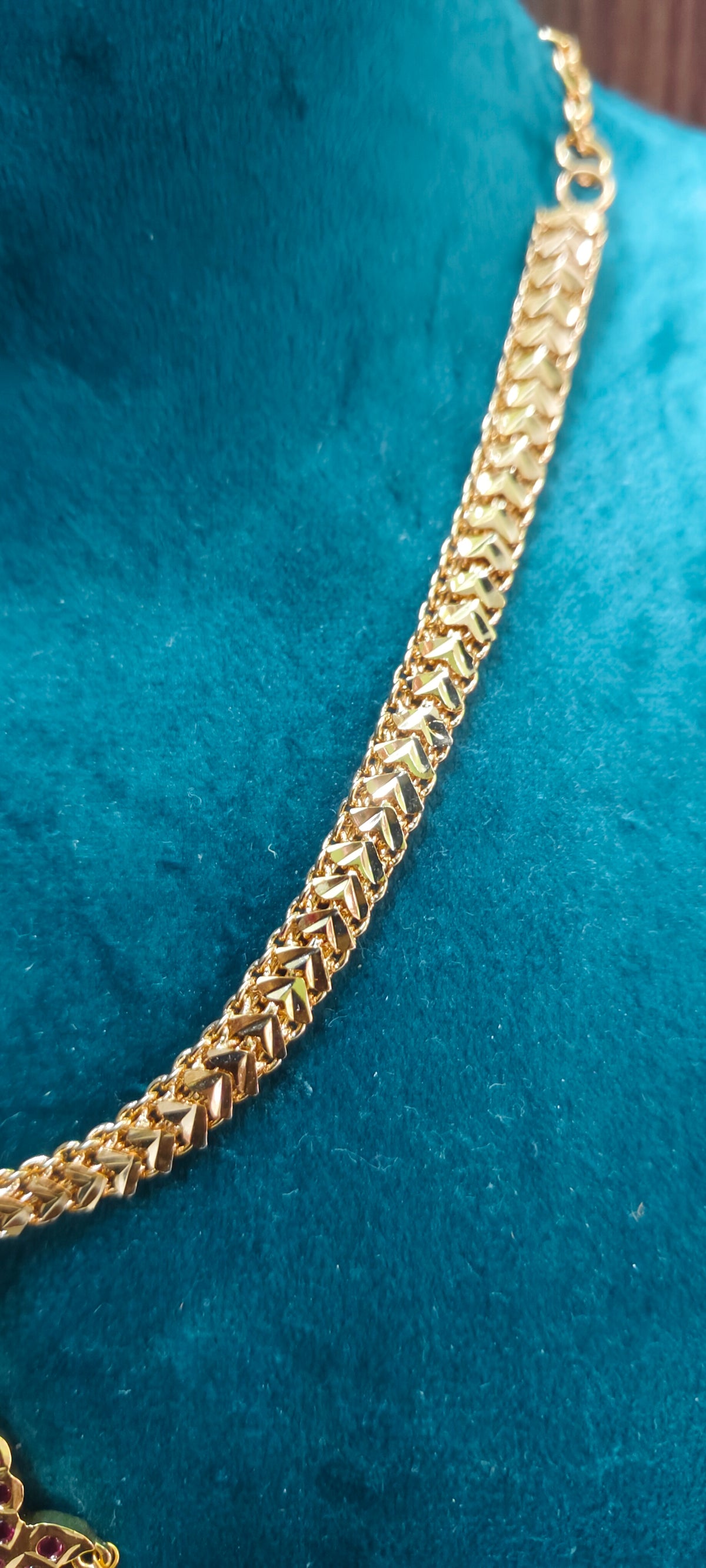 Pure panchaloham ruby and pearl nanupatti necklace