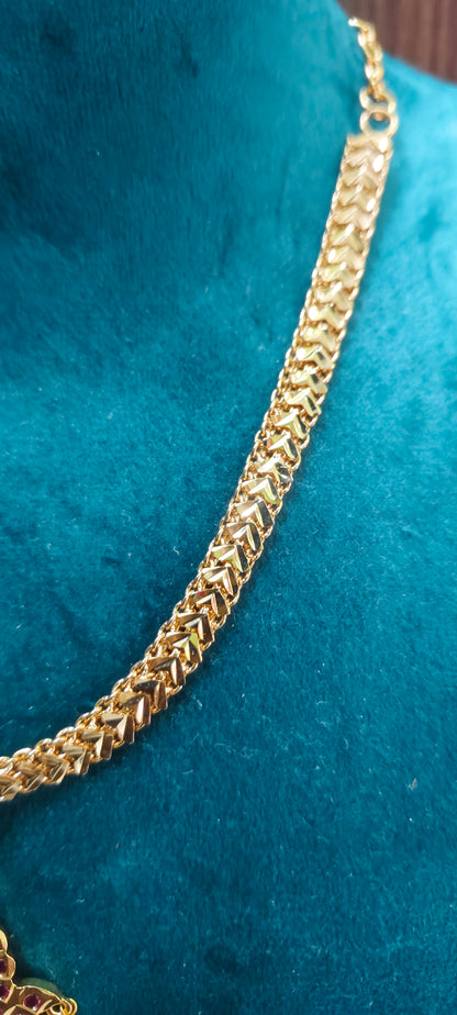 Pure panchaloham ruby and pearl nanupatti necklace
