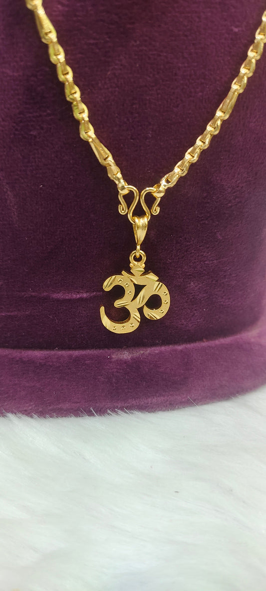 100% gold look om pendant with 20" length 5 plus 1 chain