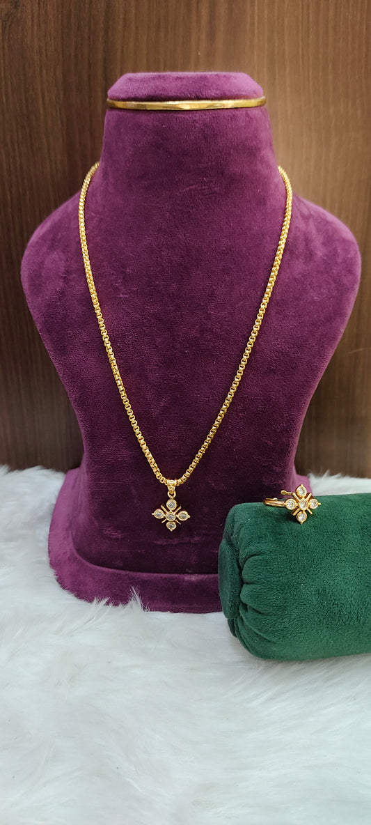 Pure panchaloham pendant chain and panchaloham adjustable ring combo (chain not panchaloham)