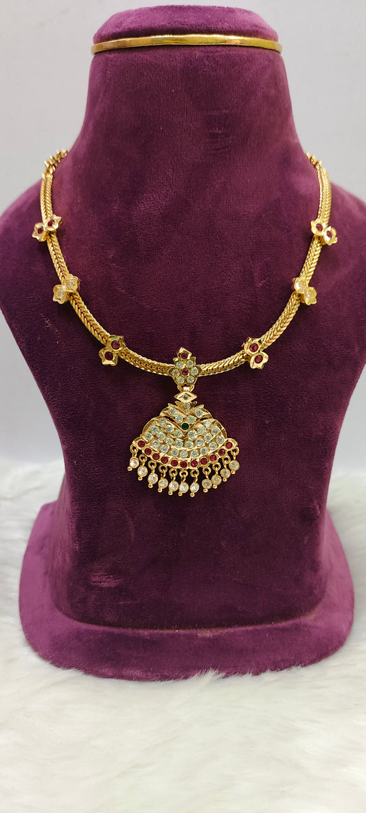 Pure panchaloham vintage look Jigini necklace( don't expect the same pendant)