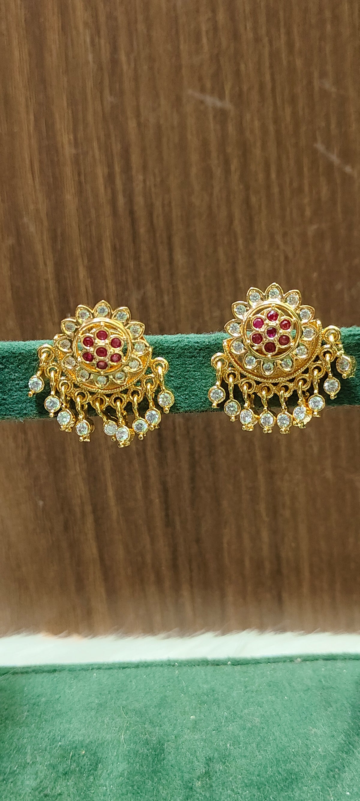 Pure panchaloham daimond look studs with detachable hangingd