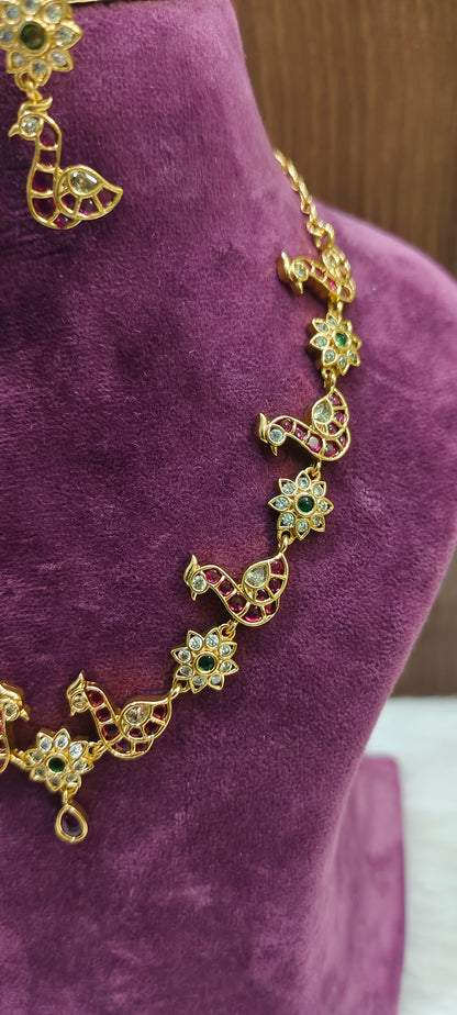 Premium pota kempu stone necklace set