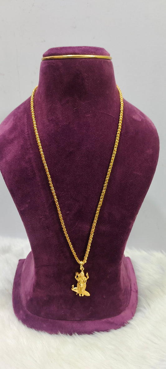 Premium micro gold plated 24" chain with murugan pendant chain