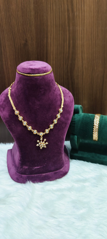 Pure panchaloham necklace with (2.6) size bangles combo