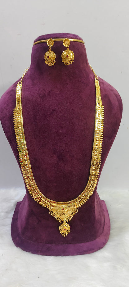 100 % gold look premium long haram set
