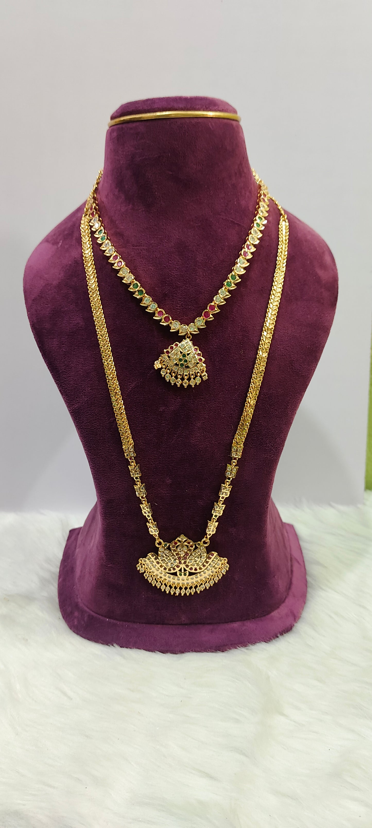 Pure panchaloham necklace with pendant chain (only chain pattern in pendant chain is not panchaloham)