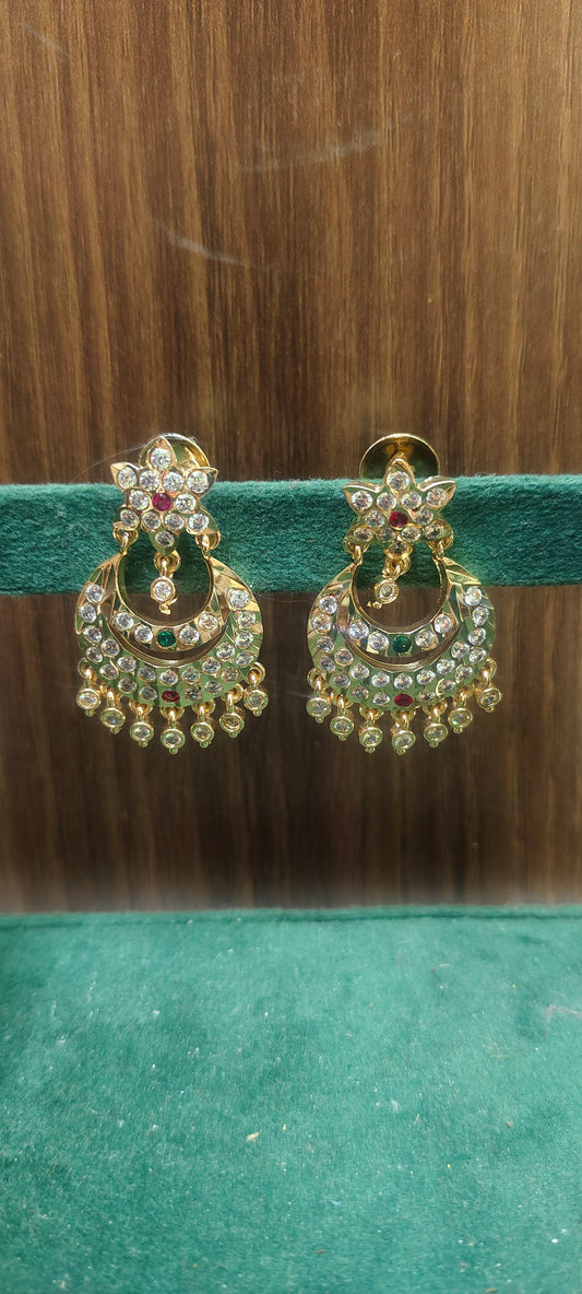 Pure panchaloham polished chand bali earrings and unpolished bangles combo