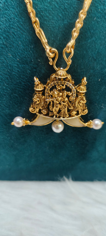 Premium micro gold plated daily wear 20" length 5+1 chain with puligoru pendant