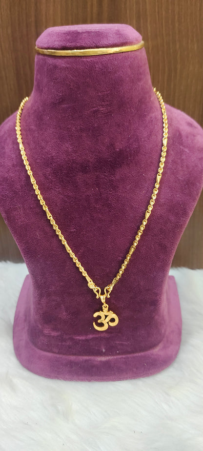 Premium micro gold 20" length om pendant chain