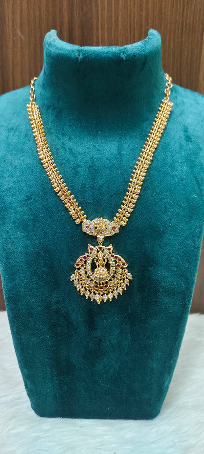 Pure panchaloham vintage look Mango necklace with Lakshmi Devi and balaji pendant (stone colour may changes)