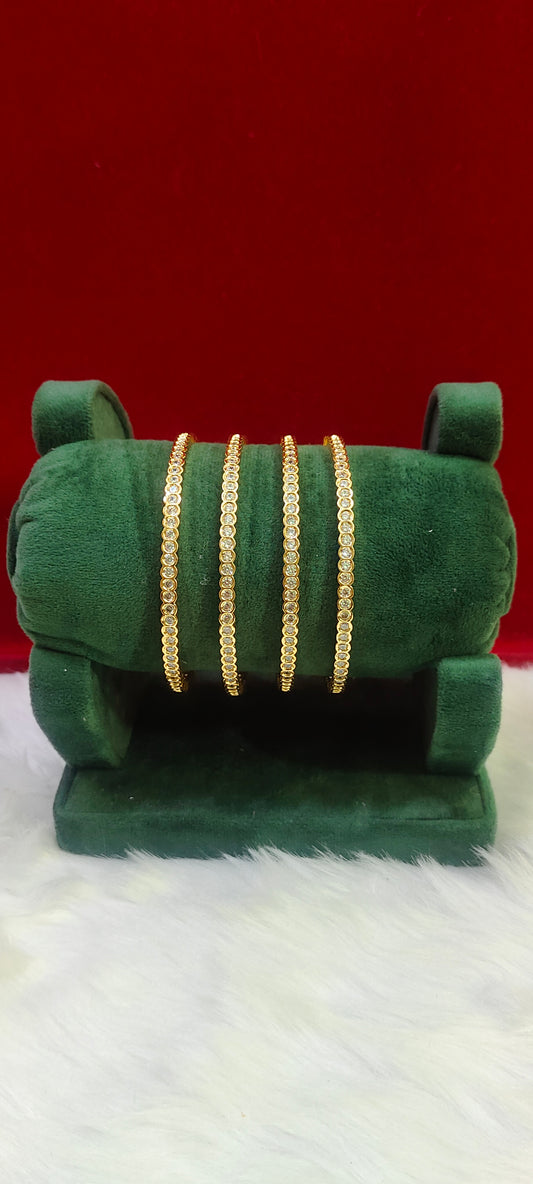 Pure panchaloham white stone bangle