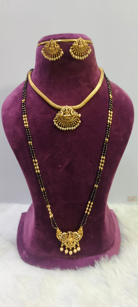 Black beads and necklace set combo