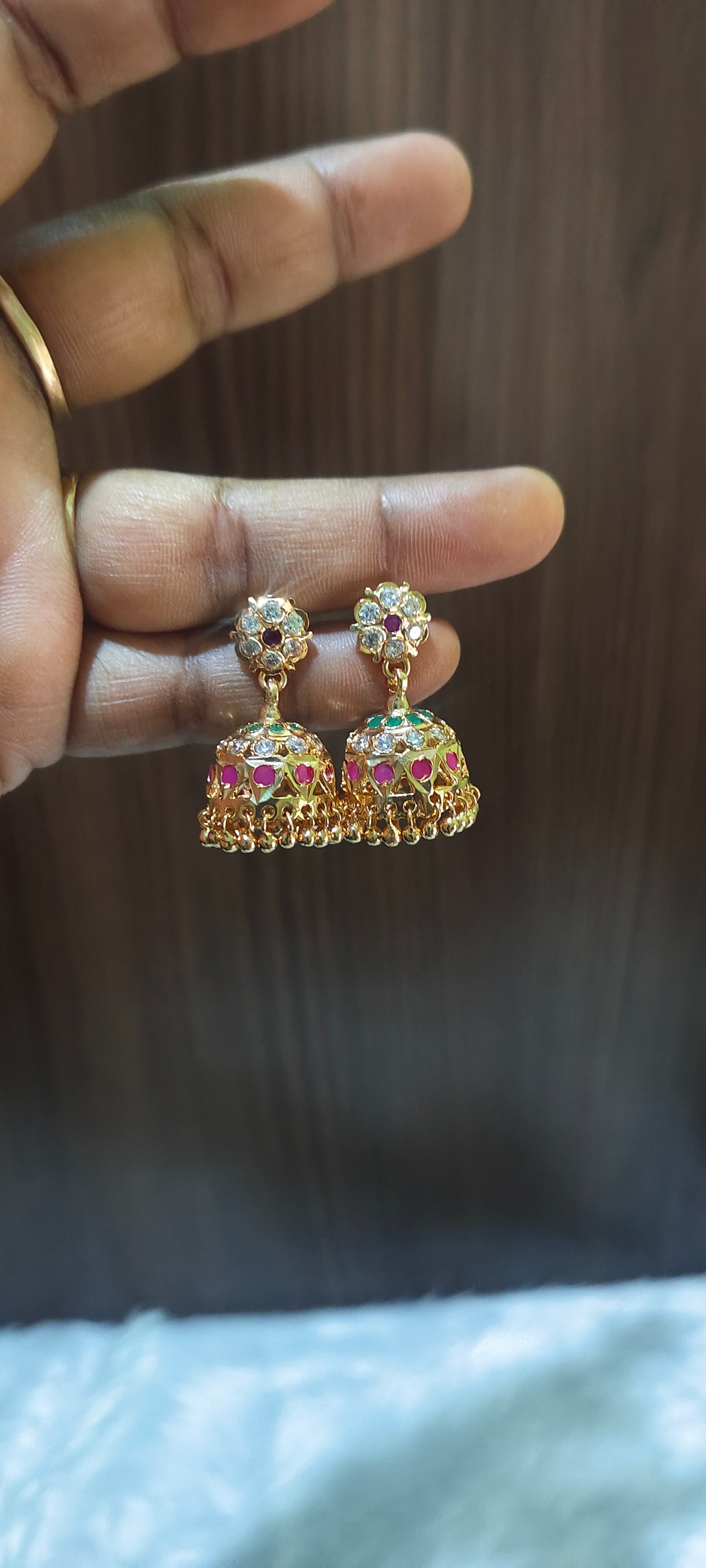 Pure panchaloham multi colour medium Jumkas with screw back