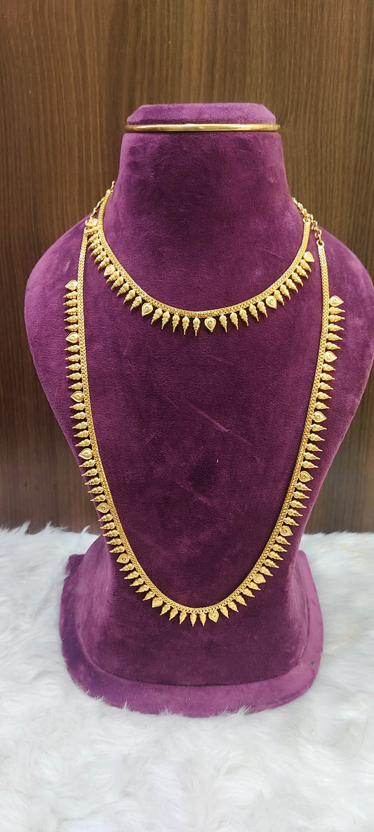 100%gold look necklace and long haram set