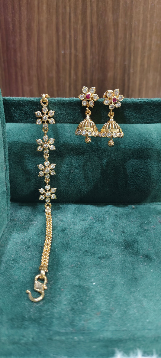 Pure panchaloham ladies bracelet with panchaloham jumkas