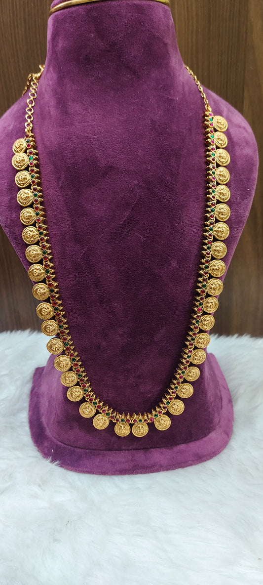 Budget friendly  multi colour kasu long haram cum vaddanam