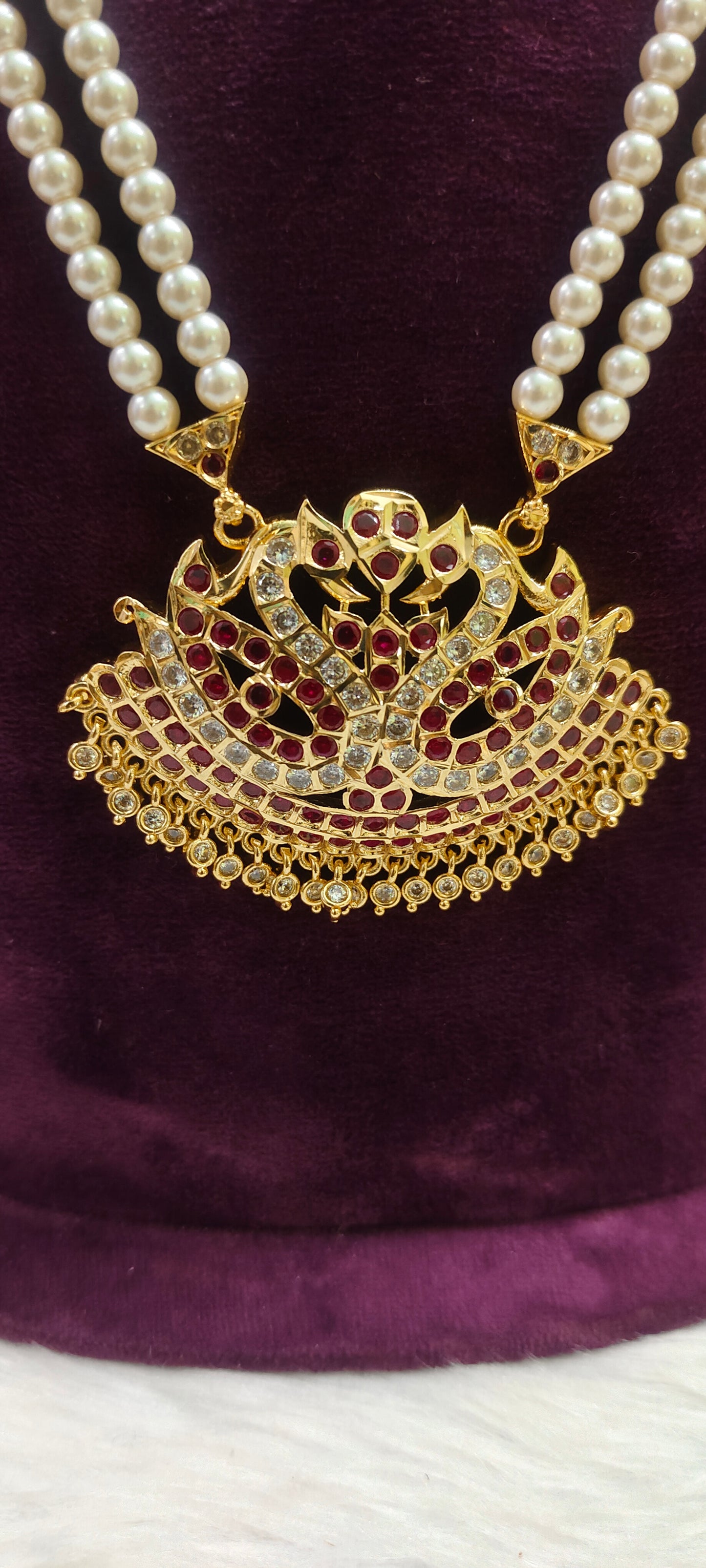 Pure panchaloham 28" length rani haram with earrings