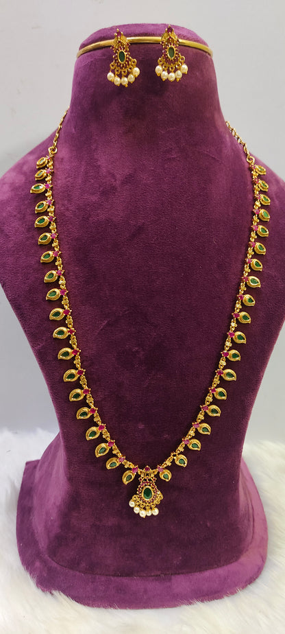 Budjet friendly green stone 26" length long haram set