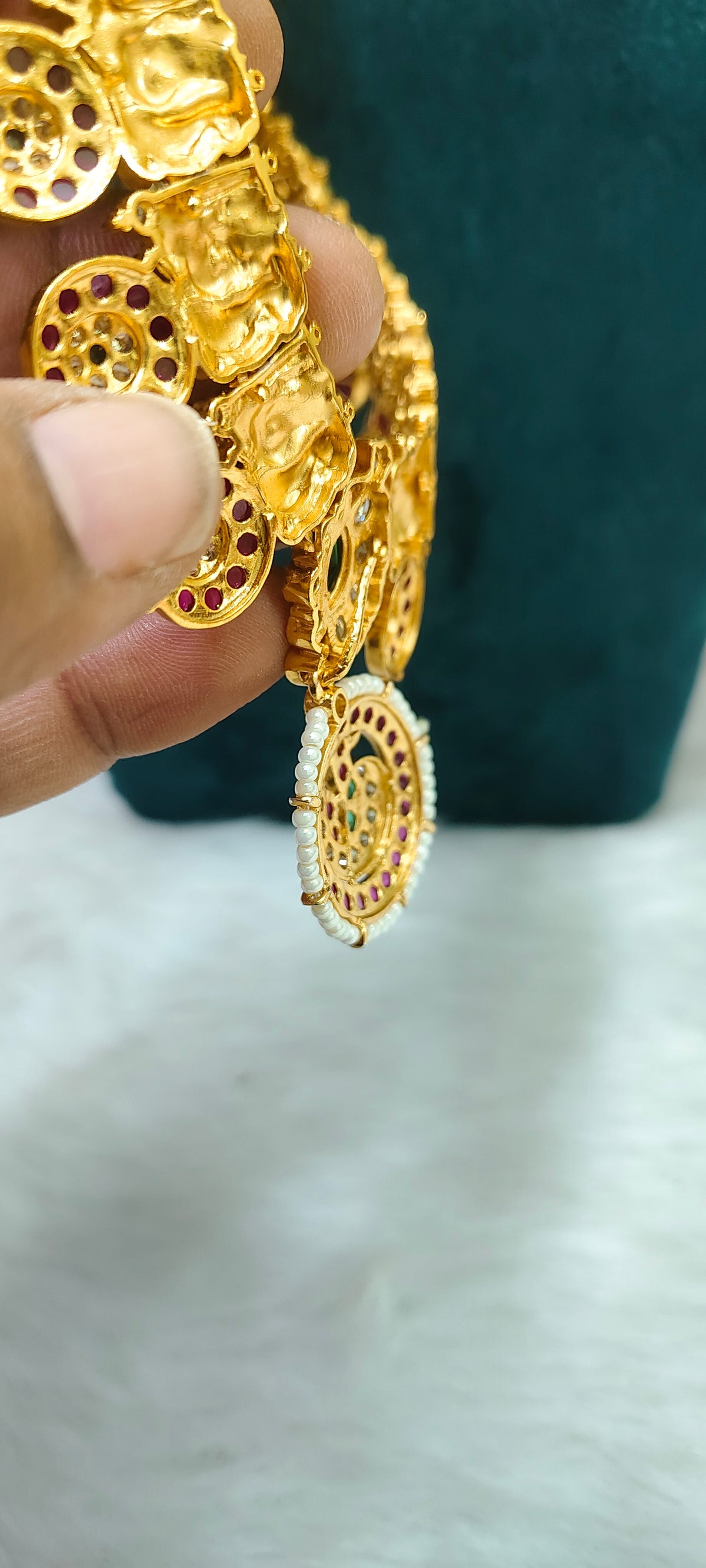 High premium nakshi non god motive bottu mala cum vaddanam with detachable pendant