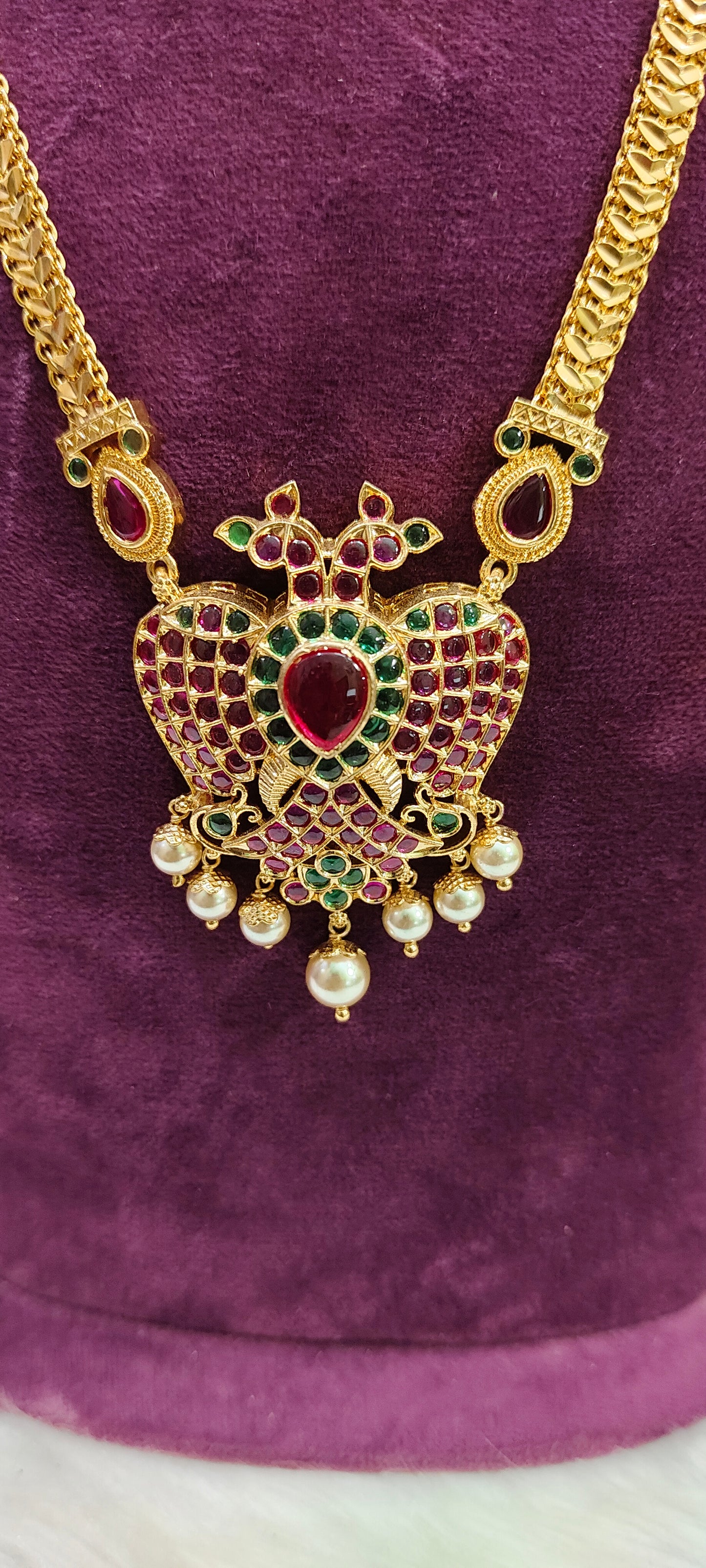 Pure panchaloham gandaberunda pendant chain with earrings
