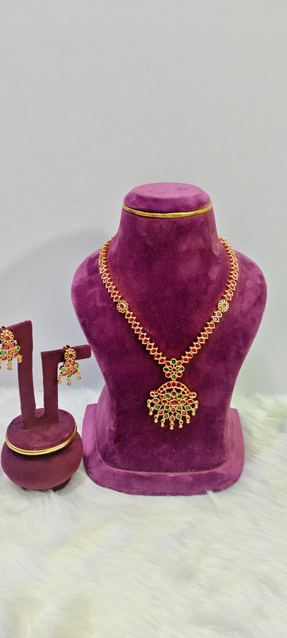 Pure panchaloham ruby necklace set