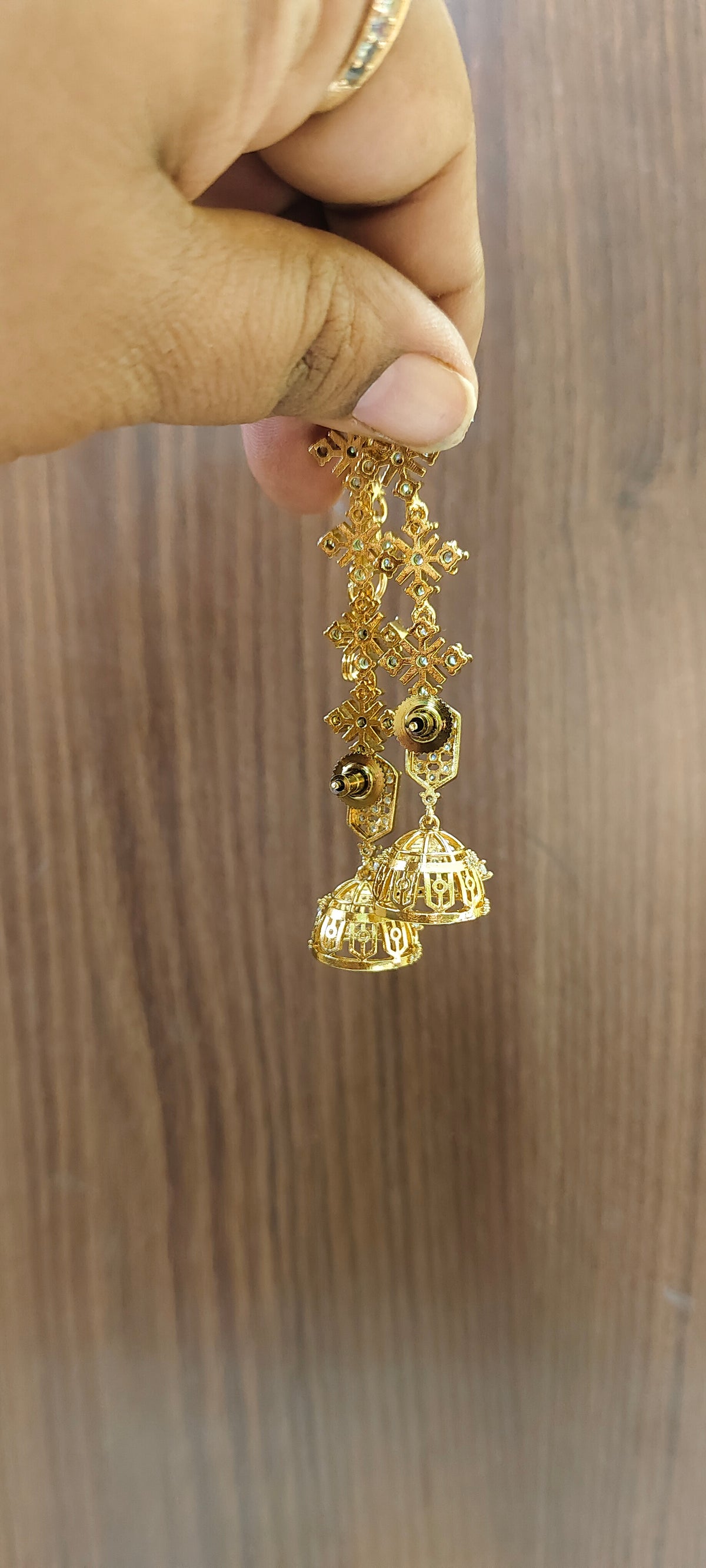 Cute stone based jumkas with maati combo ( maati detachable)