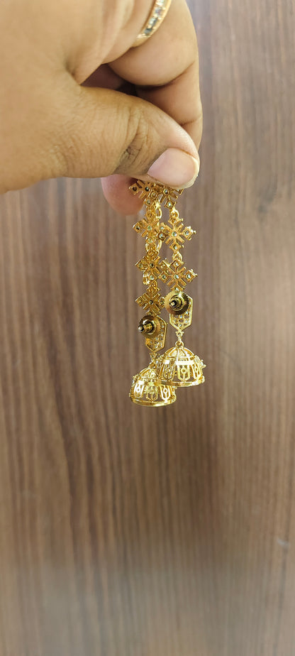 Cute stone based jumkas with maati combo ( maati detachable)
