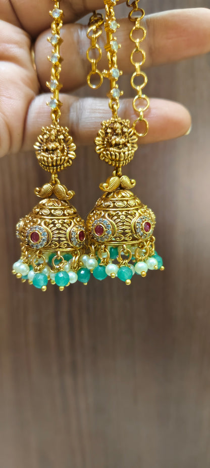 High premium nakshi medium size jumka with attached chuttu maati