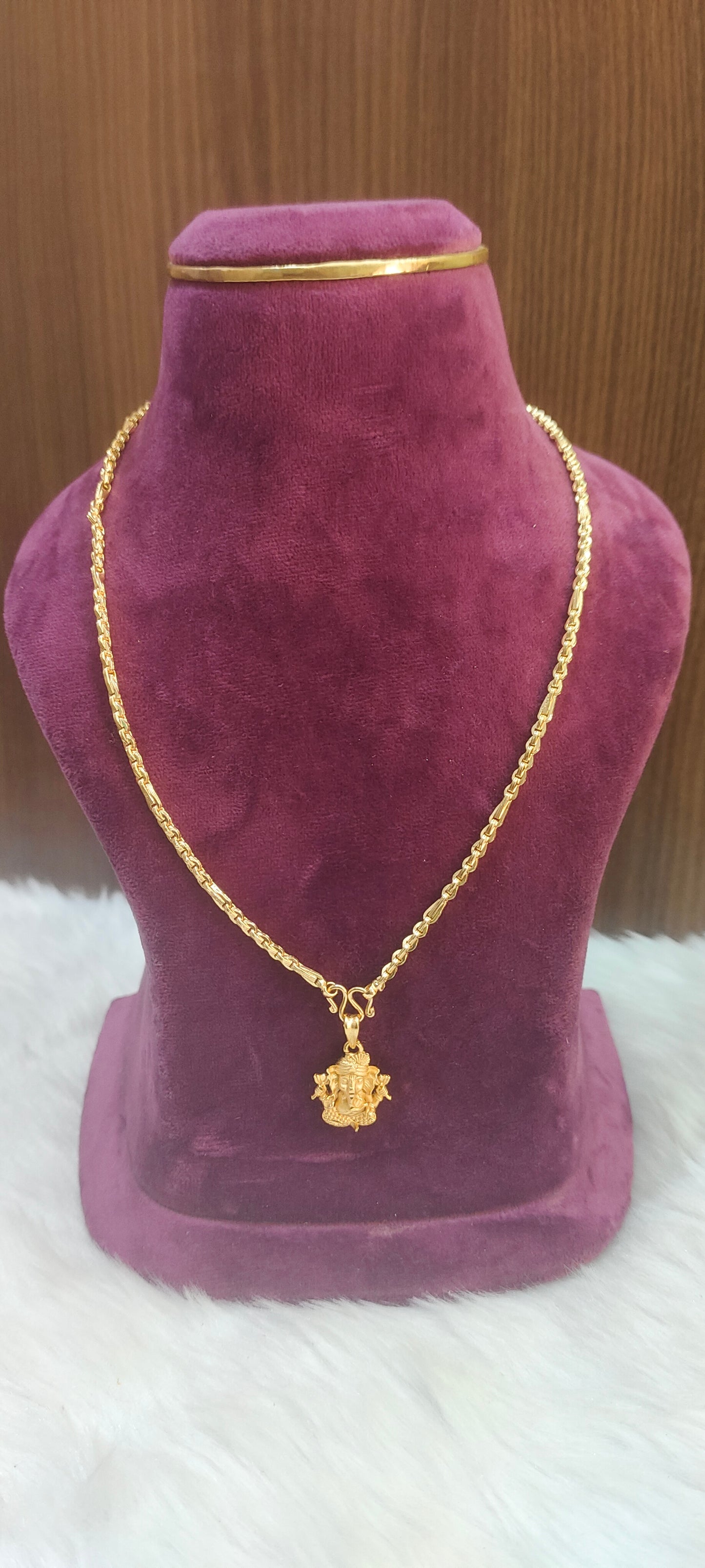 Premium micro gold plated 20" length ganesh pendant chain