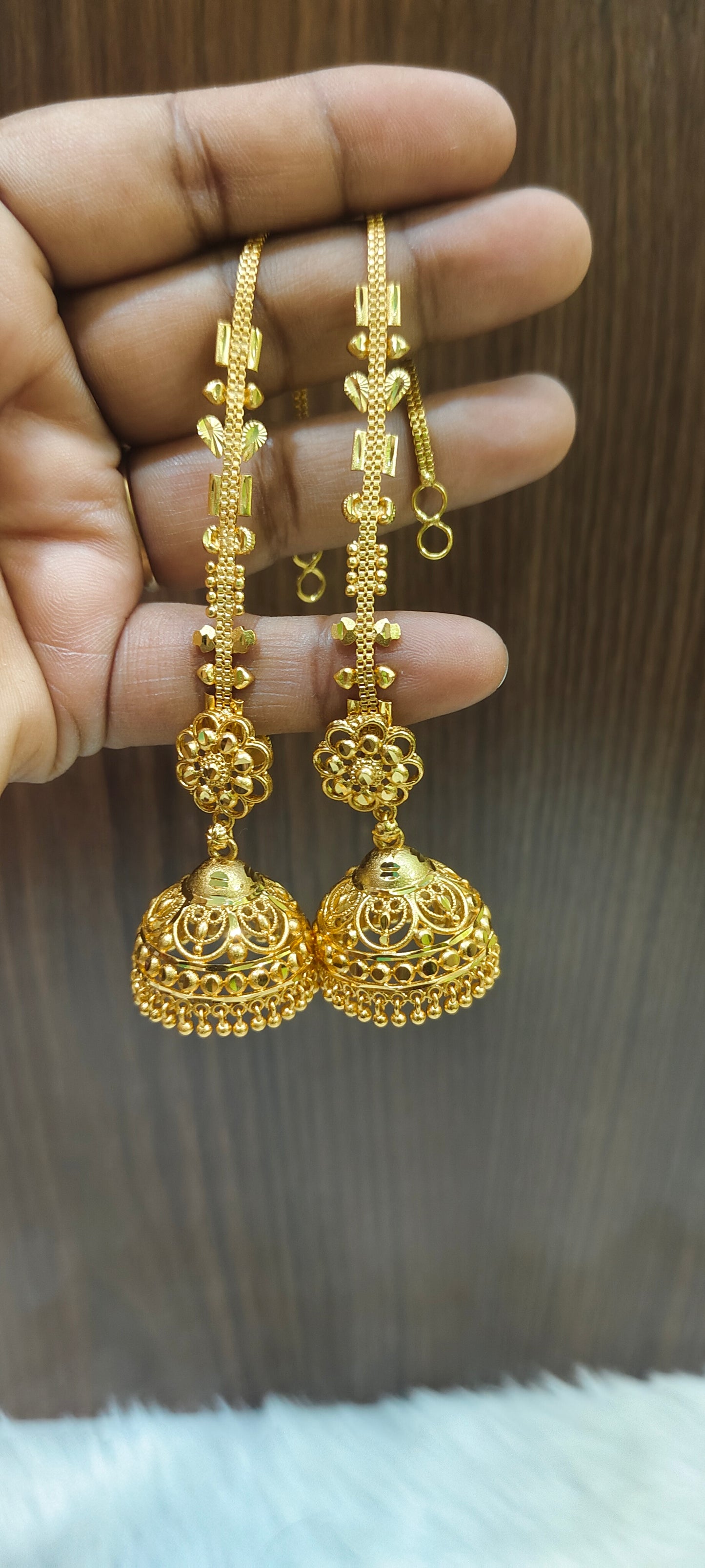 100% gold look big jumkas and chuttu maati combo