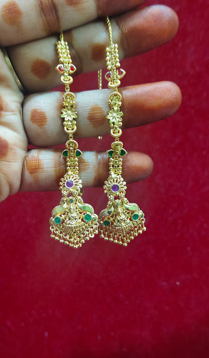 Real gold look earrings and chuttu maati combo