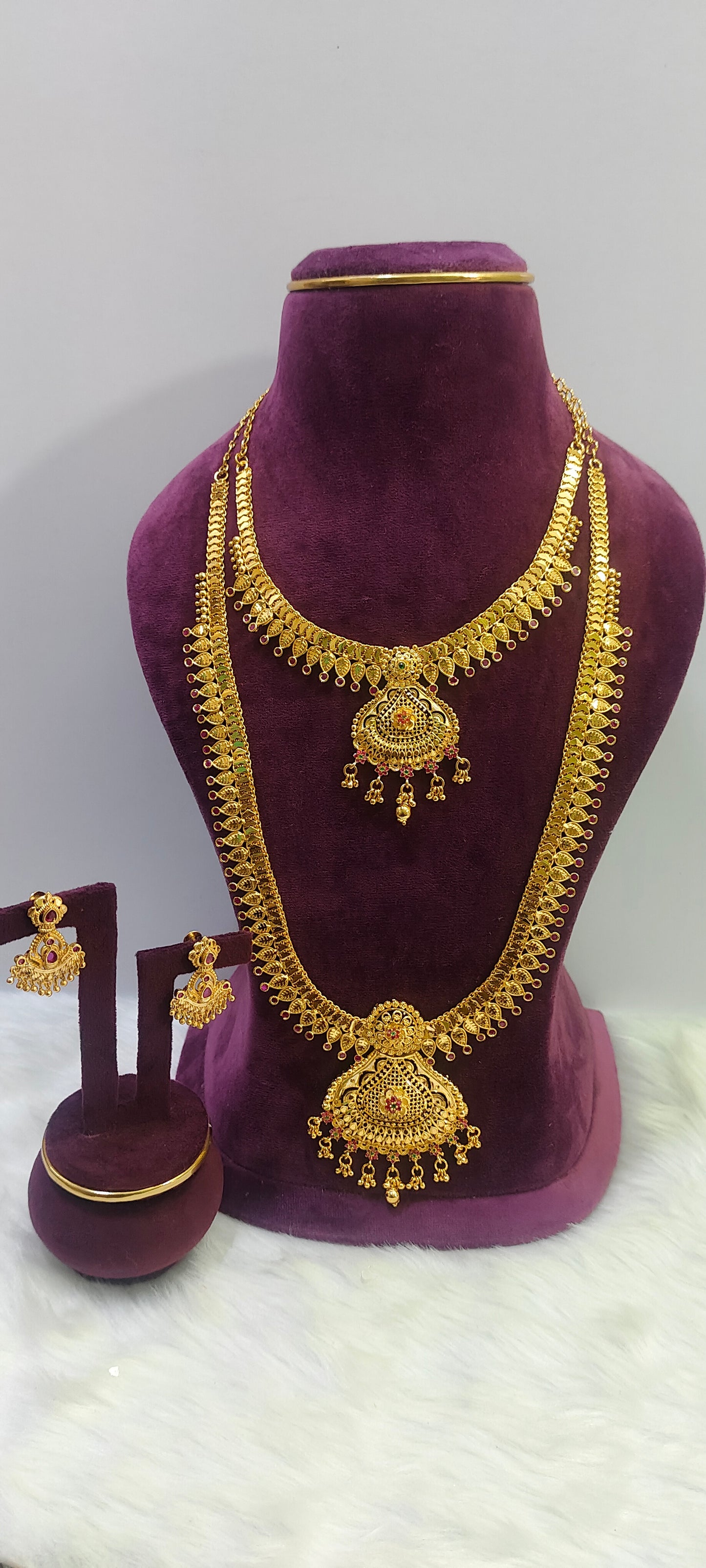 100% gold look  necklace &haram combo set