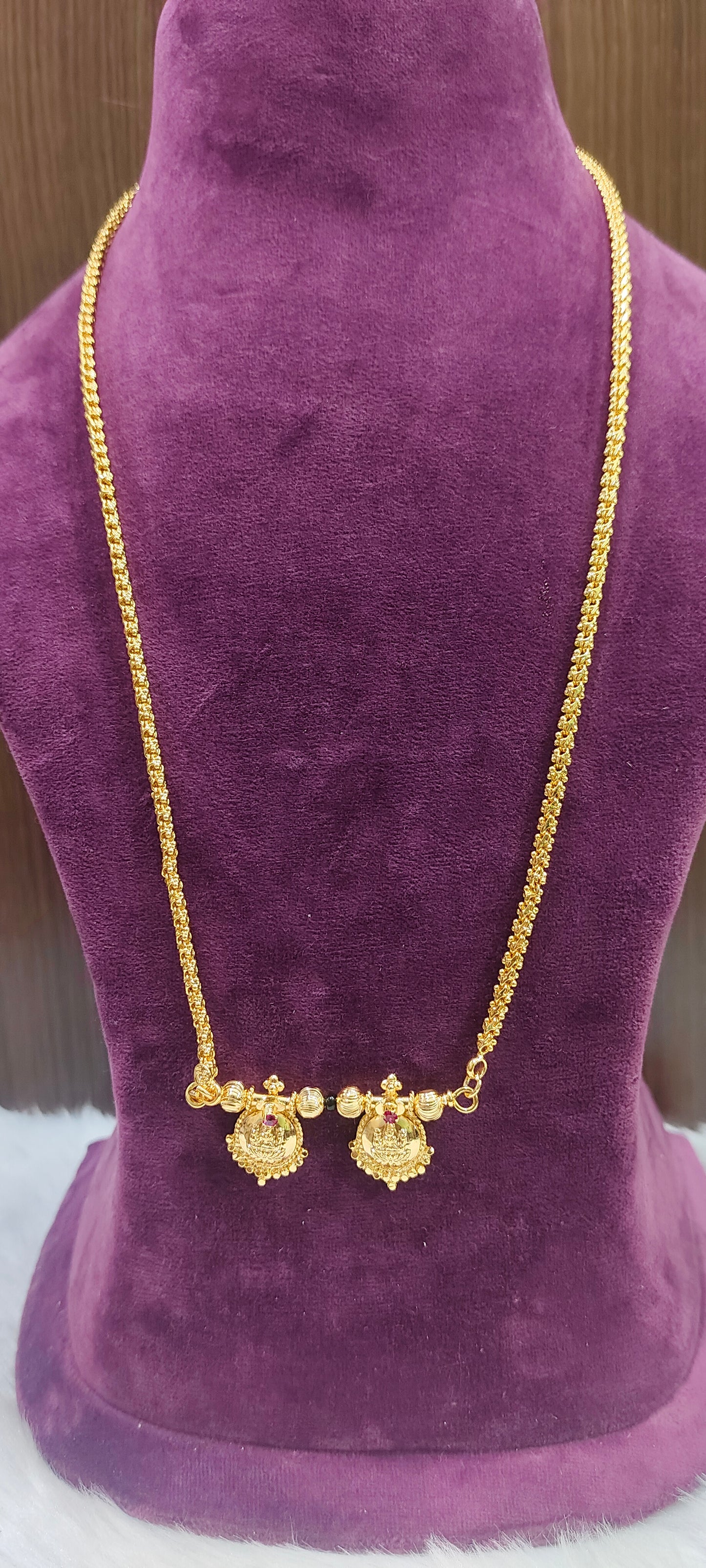 Premium micro gold plated 25" length ball basha chain with mangalsustra