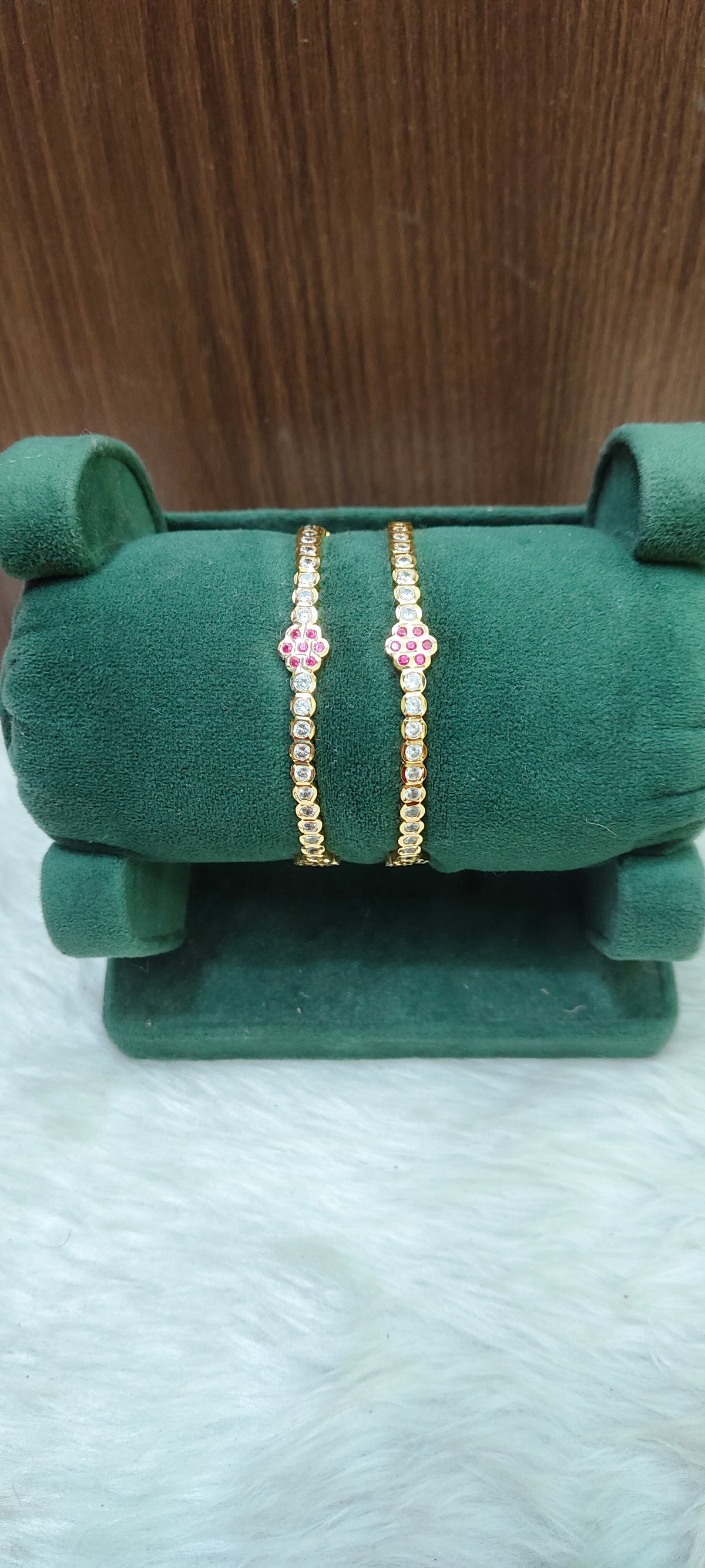 Pure panchaloham diamond look ruby white 2 bangles