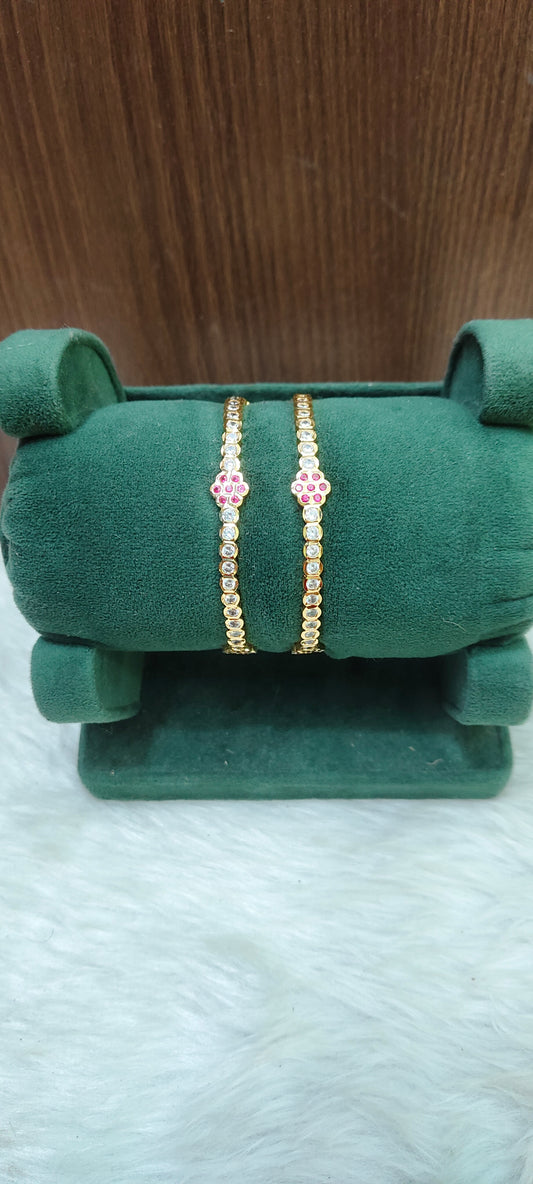 Pure panchaloham diamond look ruby white 2 bangles