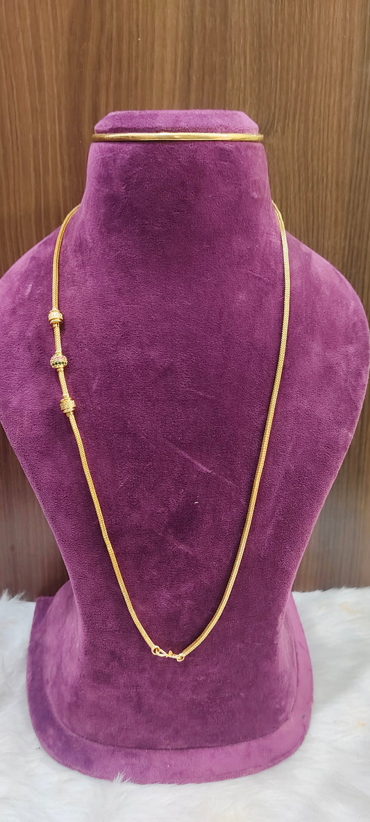 Premium micro gold plated 26" length side ball thali chain