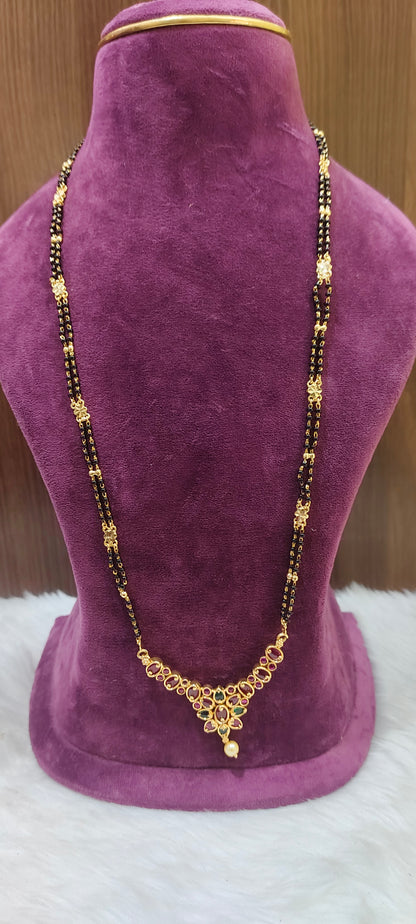 Premium kempu 26" length long black beads