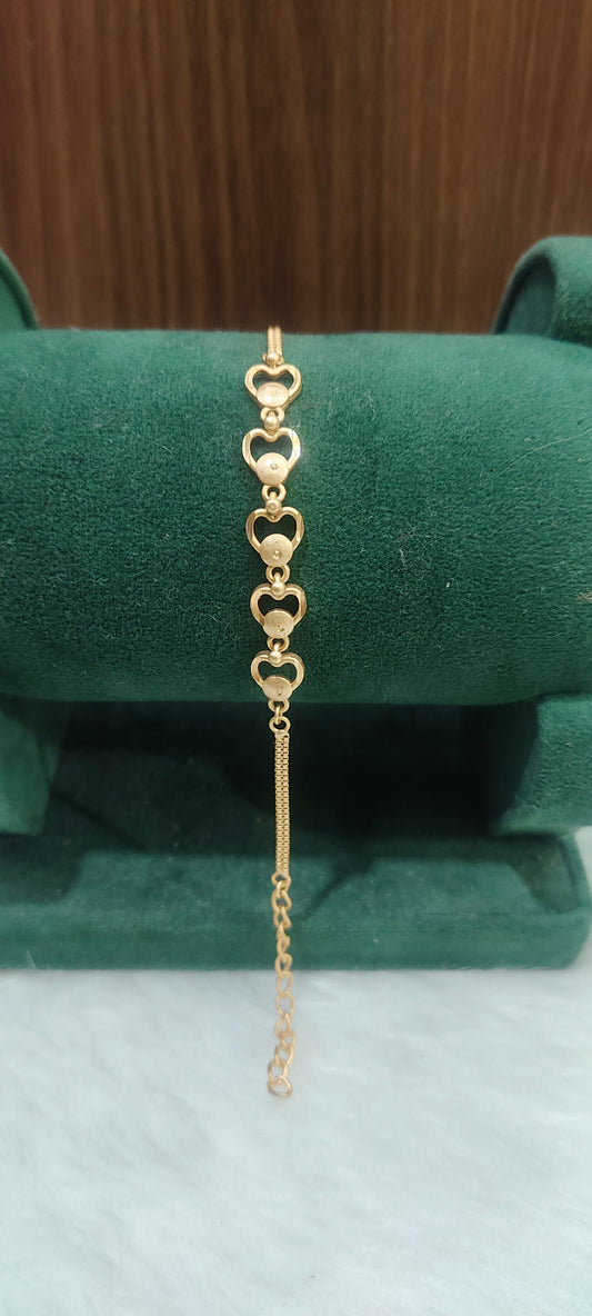 Pure panchaloham unpolished heart shape ladies bracelet