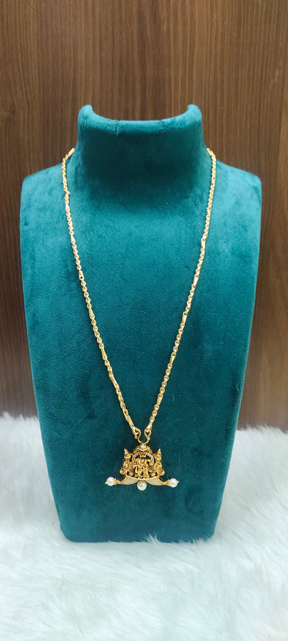 Premium micro gold plated daily wear 20" length 5+1 chain with puligoru pendant