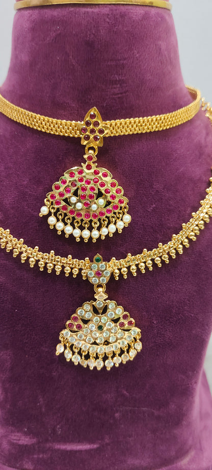 Pure panchaloham vintage look 2 necklace combo
